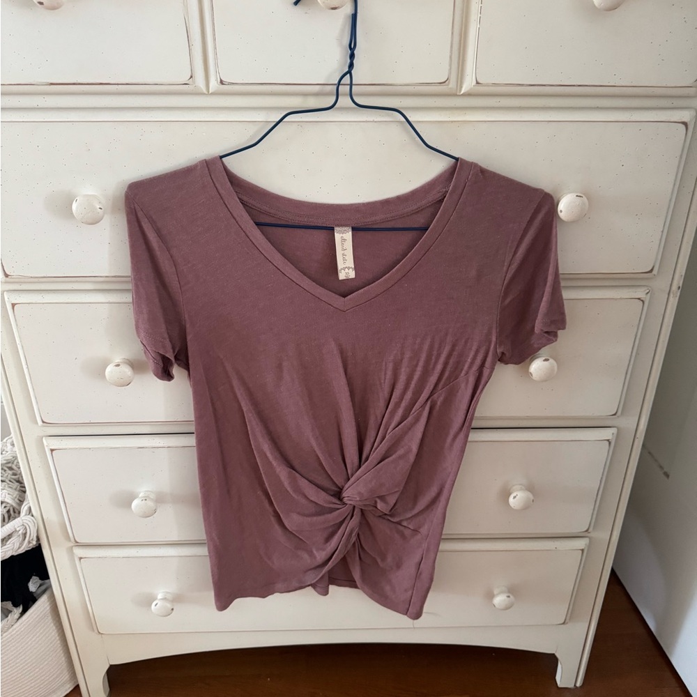 Altar'd State Purple Tie Front Short Sleeve Tee